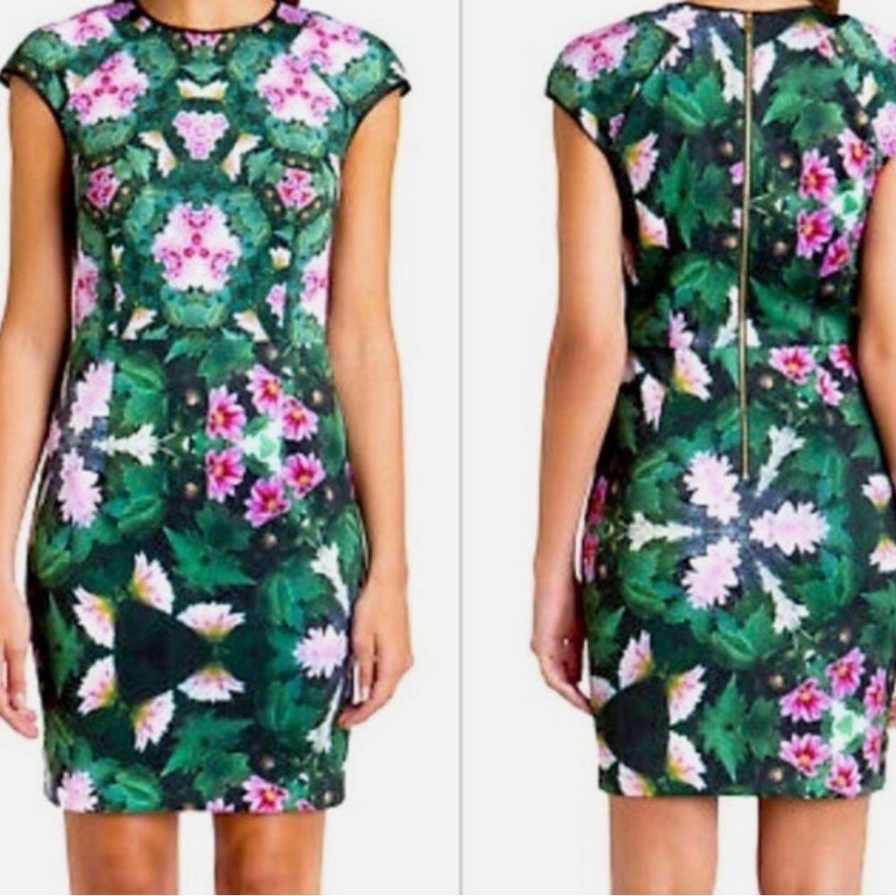Ted Baker short floral scuba dress - size 1 fits like 0/2